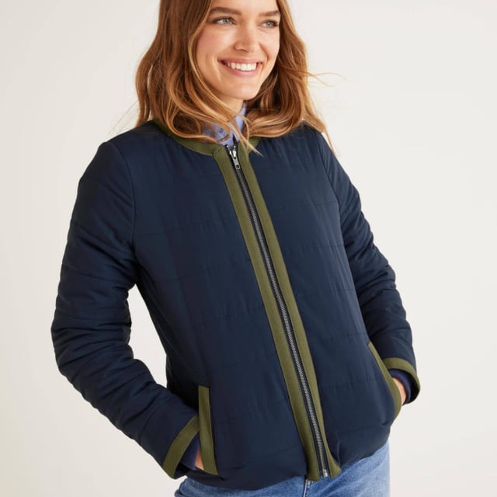 Boden Files Puffer Jacket, Navy Blue, Size 10 US (14 UK)